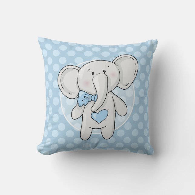 Cojín Decorativo Elefante Azul - Bebé Cute (Anverso)