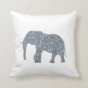 Cojín Decorativo Elefante azul con las estrellas del oro