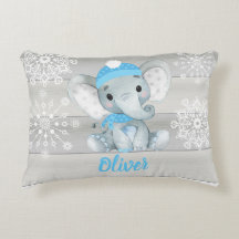 Elefante azul copo de nieve gris Nombre personaliz