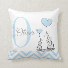 Cojín Decorativo Elefante Azul Pastel Niño Niño Pillow