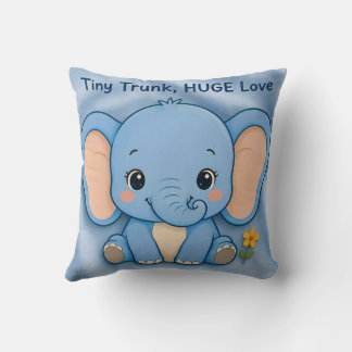 Cojín Decorativo ~ ELEFANTE AZUL ~ Trompa pequeña, amor enorme ~