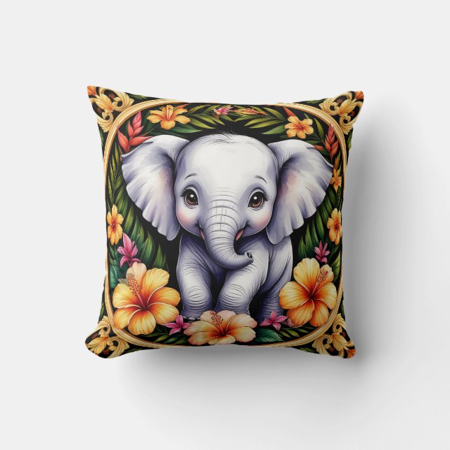 Cojín Decorativo Elefante bebé adorable (Anverso)