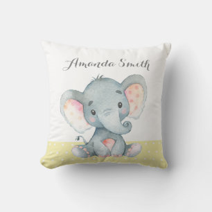 Cojín Decorativo Elefante Bebé Amarillo y Gris