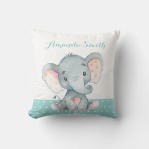 Cojín Decorativo Elefante Bebé Aqua Verde Turquesa