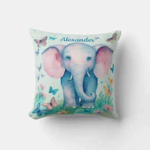 Cojín Decorativo Elefante bebé azul personalizado