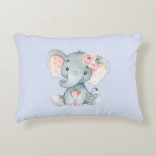 Cojín Decorativo Elefante bebé con rosas rosadas