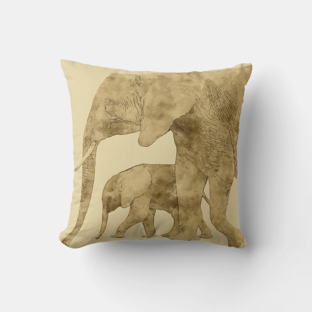 Cojín Decorativo Elefante bebé con su madre (Anverso)