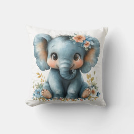 Cojín Decorativo Elefante Bebé En Flores