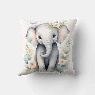Cojín Decorativo Elefante bebé floreciente