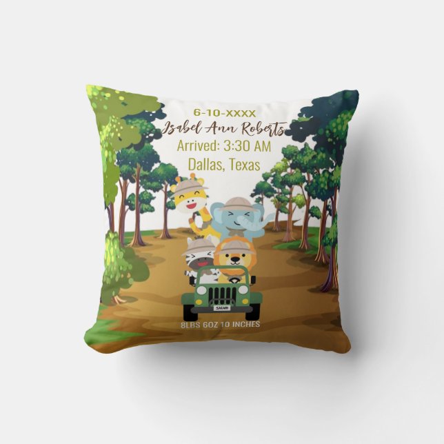 Cojín Decorativo Elefante bebé León Jungla Zebra Girafa Safari (Anverso)