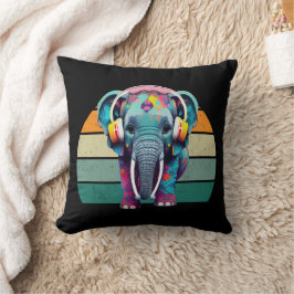 Cojín Decorativo Elefante bebé lindo con audífonos