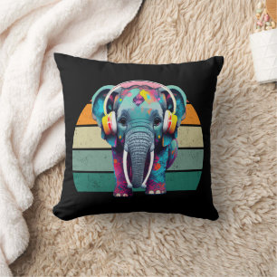 Cojín Decorativo Elefante bebé lindo con audífonos