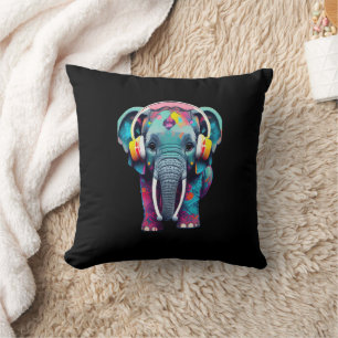 Cojín Decorativo Elefante bebé lindo con audífonos
