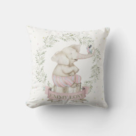 Cojín Decorativo Elefante bebé niña rosa verde beige