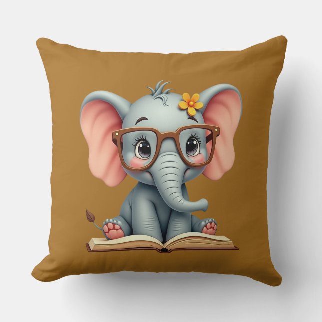 Cojín Decorativo Elefante Bebé Sabio (Anverso)