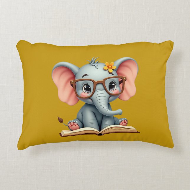 Cojín Decorativo Elefante Bebé Sabio (Anverso)