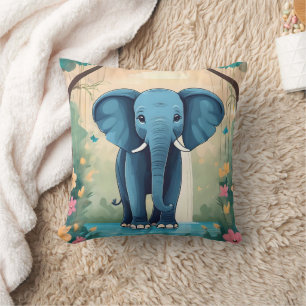 Cojín Decorativo Elefante Bebé Whimsical Azul,
