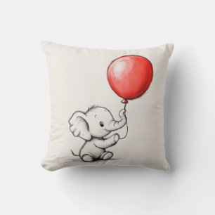 Cojín Decorativo Elefante bebé y el globo rojo