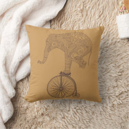 Cojín Decorativo Elefante Bicicleta Penny Farthing Equilibrio