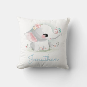 Cojín Decorativo Elefante Blanco Niño Simple Nursera Azul