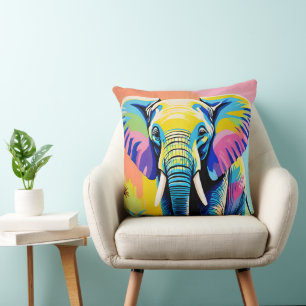 Cojín Decorativo Elefante colorido abstracto