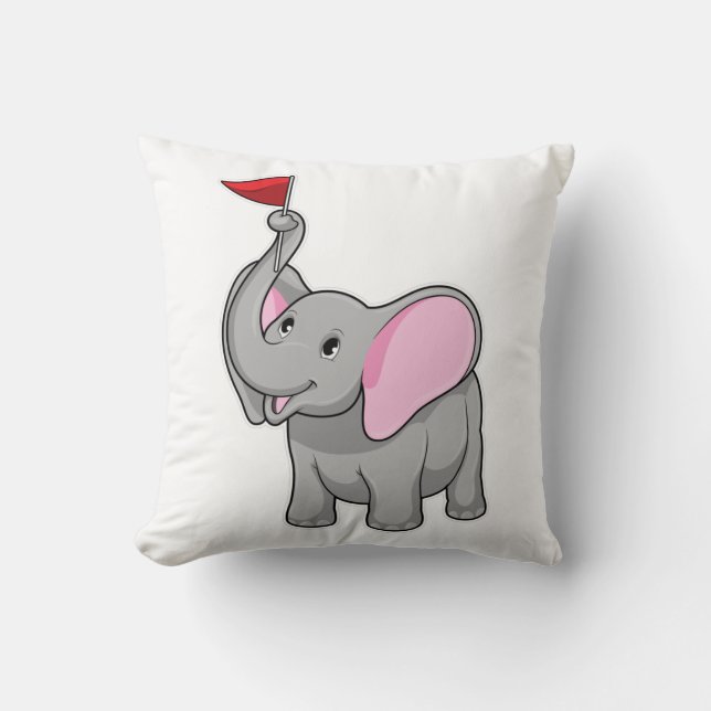Cojín Decorativo Elefante con bandera (Anverso)