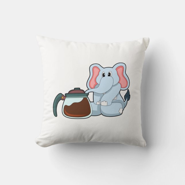 Cojín Decorativo Elefante con cafetera (Anverso)