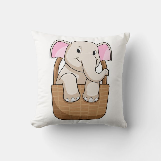 Cojín Decorativo Elefante con cesta (Anverso)