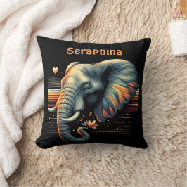 Cojín Decorativo Elefante con estampado vibrante al atardecer