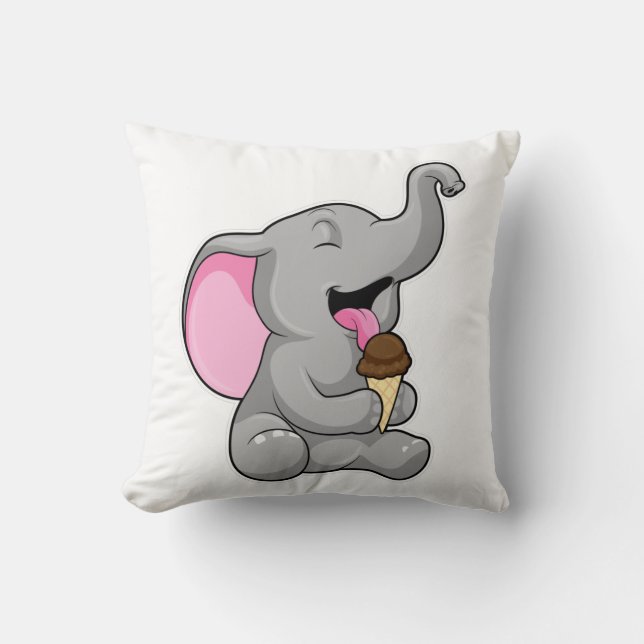 Cojín Decorativo Elefante con helado de chocolate (Anverso)