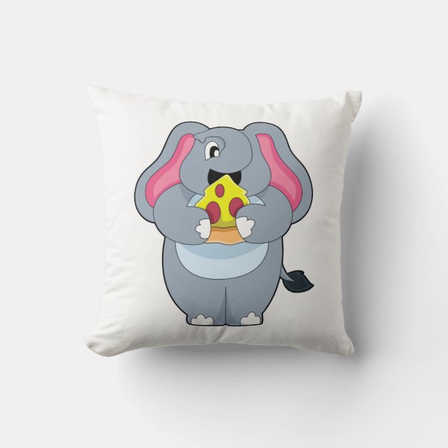 Cojín Decorativo Elefante con pizza (Anverso)