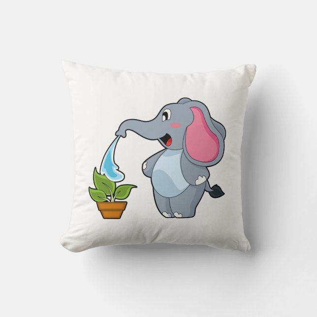 Cojín Decorativo Elefante con planta (Anverso)