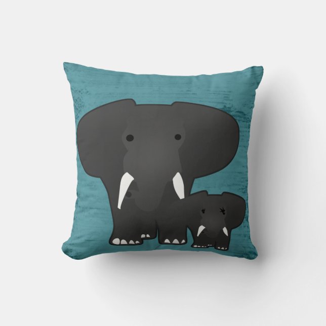 Cojín Decorativo Elefante con un bebé (Anverso)