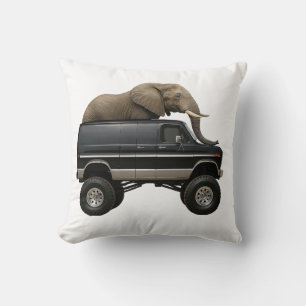 Cojín Decorativo Elefante conduciendo furgoneta 4x4