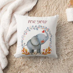 Cojín Decorativo elefante de acuarela pintado lindo