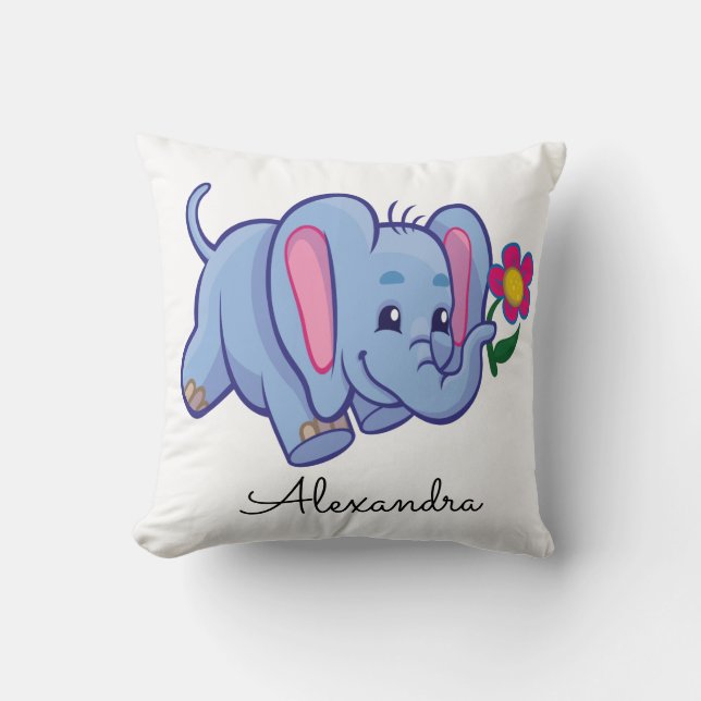 Cojín Decorativo Elefante de bebé personalizado (Anverso)