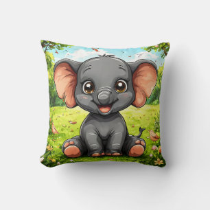 Cojín Decorativo Elefante de dibujos animados adorable