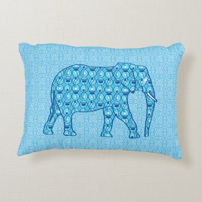 Cojín Decorativo Elefante de flores de Lotus - turquesa (Reverso)