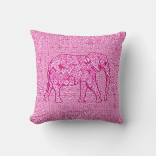 Cojín Decorativo elefante de flores - fuchsia rosa