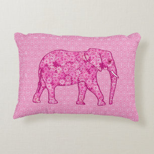 Cojín Decorativo Elefante de la flor - rosa del fucsia