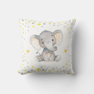 Cojín Decorativo Elefante de lunares gris amarillo para baño de beb