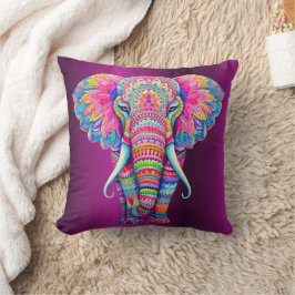 Cojín Decorativo Elefante de Mandala colorida