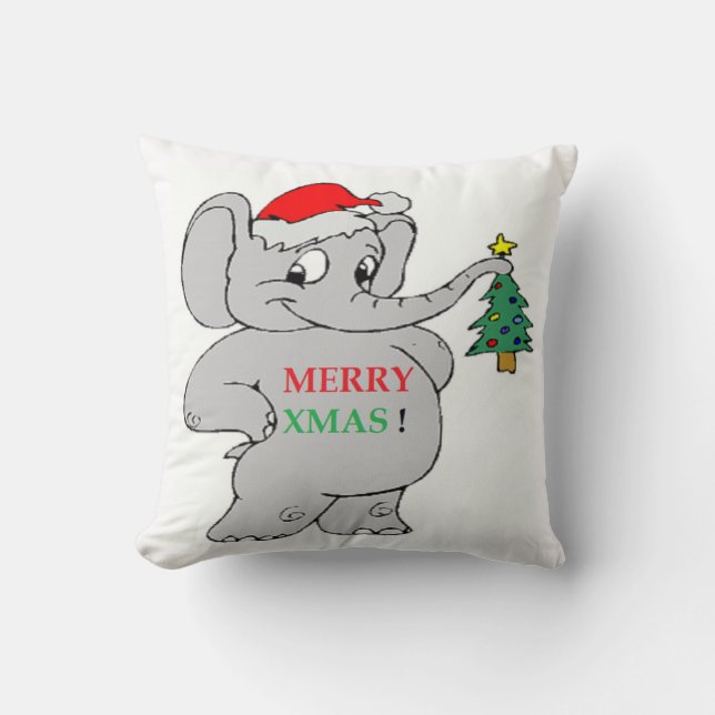 COJÍN DECORATIVO ELEFANTE DE "MERRY XMAS" (Anverso)