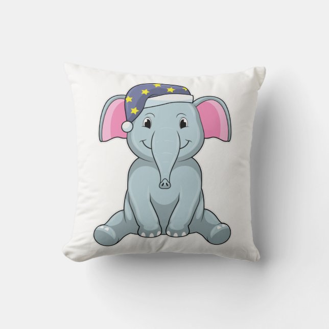 Cojín Decorativo Elefante durmiendo con gorra nocturna (Anverso)