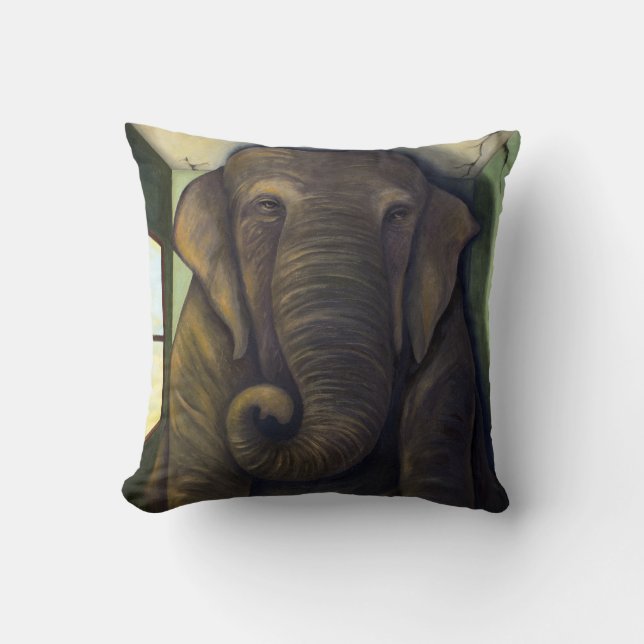 Cojín Decorativo Elefante en el cuarto (Anverso)