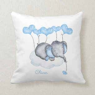 Cojín Decorativo Elefante en Nube - Habitación de Bebé Niño Gris Az