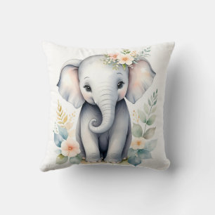 Cojín Decorativo elefante floral suave