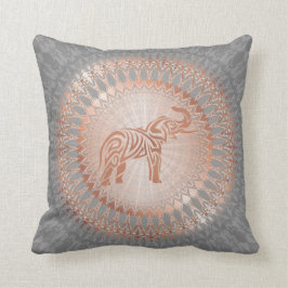 Cojín Decorativo Elefante gris dorado Rosa Mandala