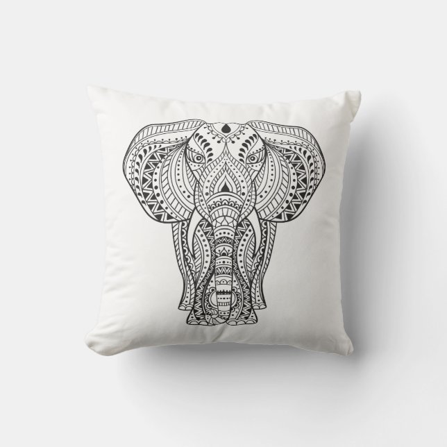 Cojín Decorativo Elefante indio étnico (Anverso)