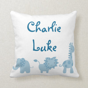 Cojín Decorativo Elefante, león azul y jirafa personalizados
